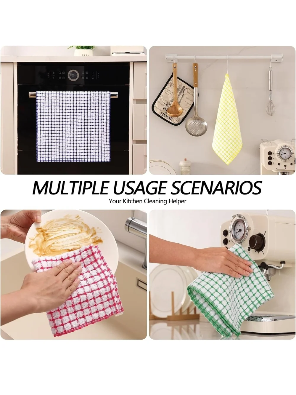Kitchen & Bath Checkered Cotton Dishcloths - Assorted Pastel Colors